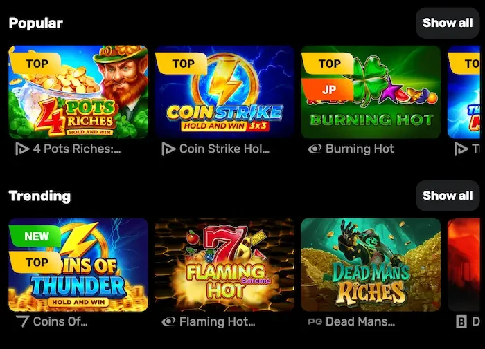 Patrick Spins Casino Home games
